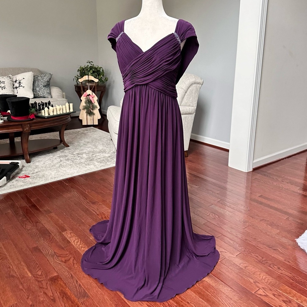 Vintage 2000s Patra Purple Embellished Goddess Gown Dress Size 16